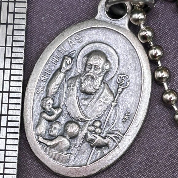 Jewelry - St. Saint Nicholas Religious Medal Charm Pendant Long Steel Chain Neckla…
